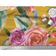 thumbnail image 2 of Soimoi Tissu en Satin Modal Imprimé Feuilles et Roses par Yard 42 Pouces de Large, 2 of 3