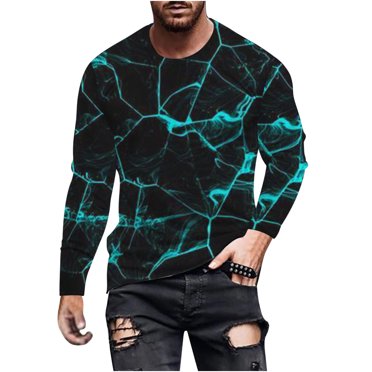 HKEJIAOI T-Shirts pour Hommes T-Shirts Graphiques Vintage Manches Longues Col Rond Chemises pour Hommes T-Shirts Graphiques Vert,TTTG