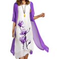 thumbnail image 4 of JUNWELL Robes pour Mère de la Mariée Ensemble Deux Pièces pour Femmes Robe Midi à Imprimé Floral avec Cardigan en Mousseline de Soie Formelle de Fête Sans Manches Grande Taille Robes d'Invitée de Mariage pour Femmes 2024 Tenue de Villégiature, 4 of 7