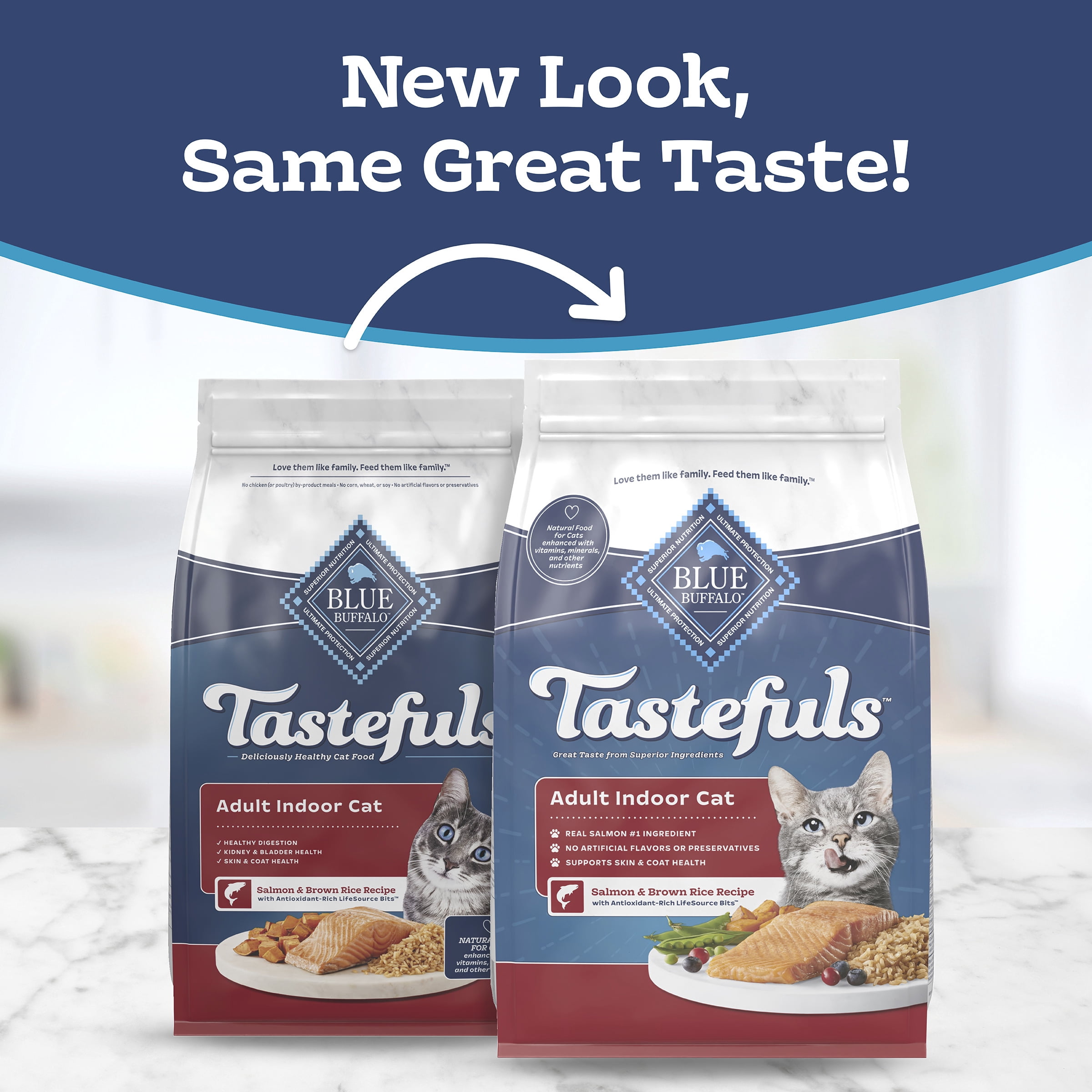 Blue Buffalo Tastefuls Nourriture Sèche, Chat d'Intérieur Adulte, Saumon et Riz Brun 0.9kg