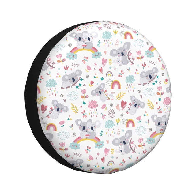 Wukai Housse de Pneu de Rechange à Imprimé Koala Mignon pour Remorque de VR, Housse de Roue en Similicuir PVC Imperméable Adaptée au Camion, à la Remorque, au VR, au VUS, au Campeur - 16 Pouces
