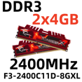 thumbnail image 1 of G.SKILL RipjawsX DDR3 2400MHz 8GB RAM Desktop Memory DIMM for PC,2x4GB,F3-2400C11D-8GXL, 1 of 4