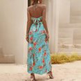 thumbnail image 4 of HKEJIAOI Robe Florale pour Femmes Offres Liquidation Robes Décontractées Boho Plage Camisole Sans Manches Col en V Dos Nu Élastique Longue Robe Verte, 4 of 9