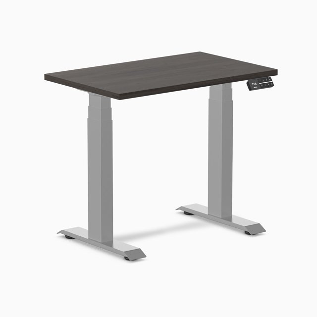 Desky Bureau Assis-Debout Mini Double - Bois Bruni / 32 x 20 Pouces / Gris