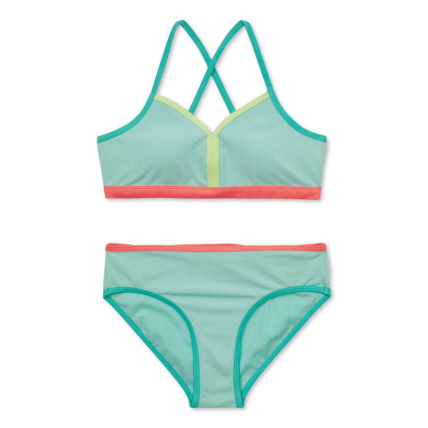 Justice Girls' Two Piece Colour Blocking Bikini Set