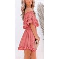 thumbnail image 2 of Women‘s Summer Off Shoulder Dress Pleated Flowy Neck Belt Printed Dress, 2 of 4