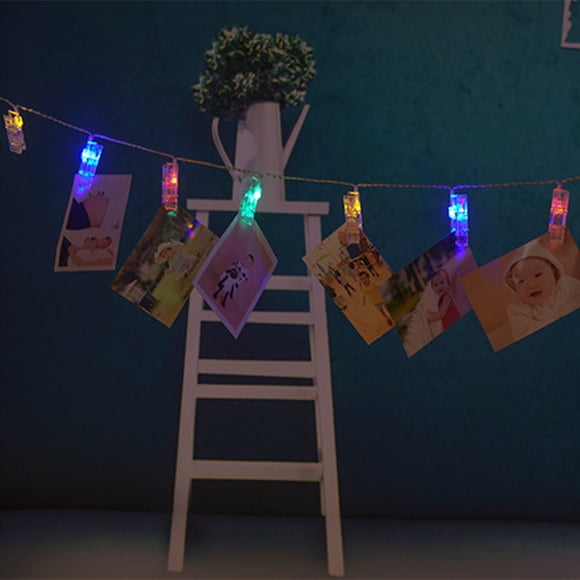 QIPOPIQ Guirlande Lumineuse à Pince Photo LED Guirlande Féerique Suspendue Images Photo à Piles pour Cadeaux Patio Noël Chambre Mariage Anniversaire Fête Halloween Festival Déco