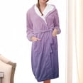 thumbnail image 2 of Meichang Women's Plush Fleece Robe Gradient Long Sleeve Shawl Collar Winter Bathrobe Mid Length Soft Fuzzy Fluffy Robe with Belt Loungewear, 2 of 4