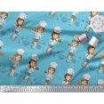 thumbnail image 3 of Soimoi Crepe Silk Fabric Cook Girl Print Fabric by Yard 42 Inch Wide, 3 of 3