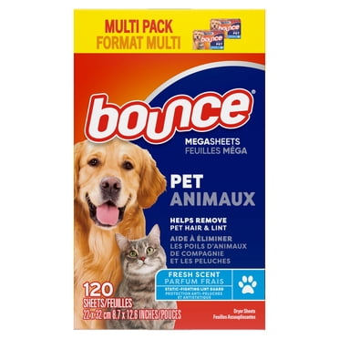 Bounce Dryer Sheets, Pet Hair and Lint Guard, Fresh Scent, 120 Count