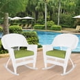 thumbnail image 3 of Jeco Rocker Wicker Chair in White with Green Cushion (Set of 2), 3 of 9