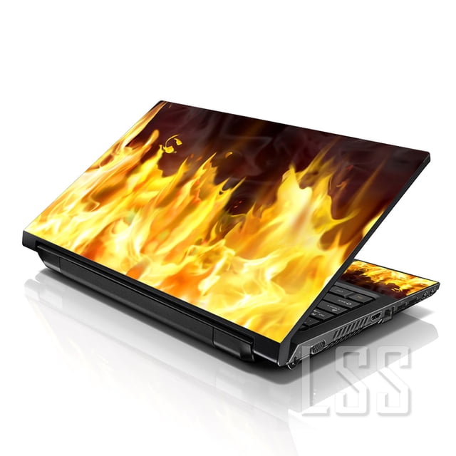 LSS 15 15.6 Inches Laptop Notebook Skin Sticker with 2 Wrist Pads - Reusable Cover Protector Vinyl Sticker Cover Decal Fits 13" - 16" - Flame Pattern