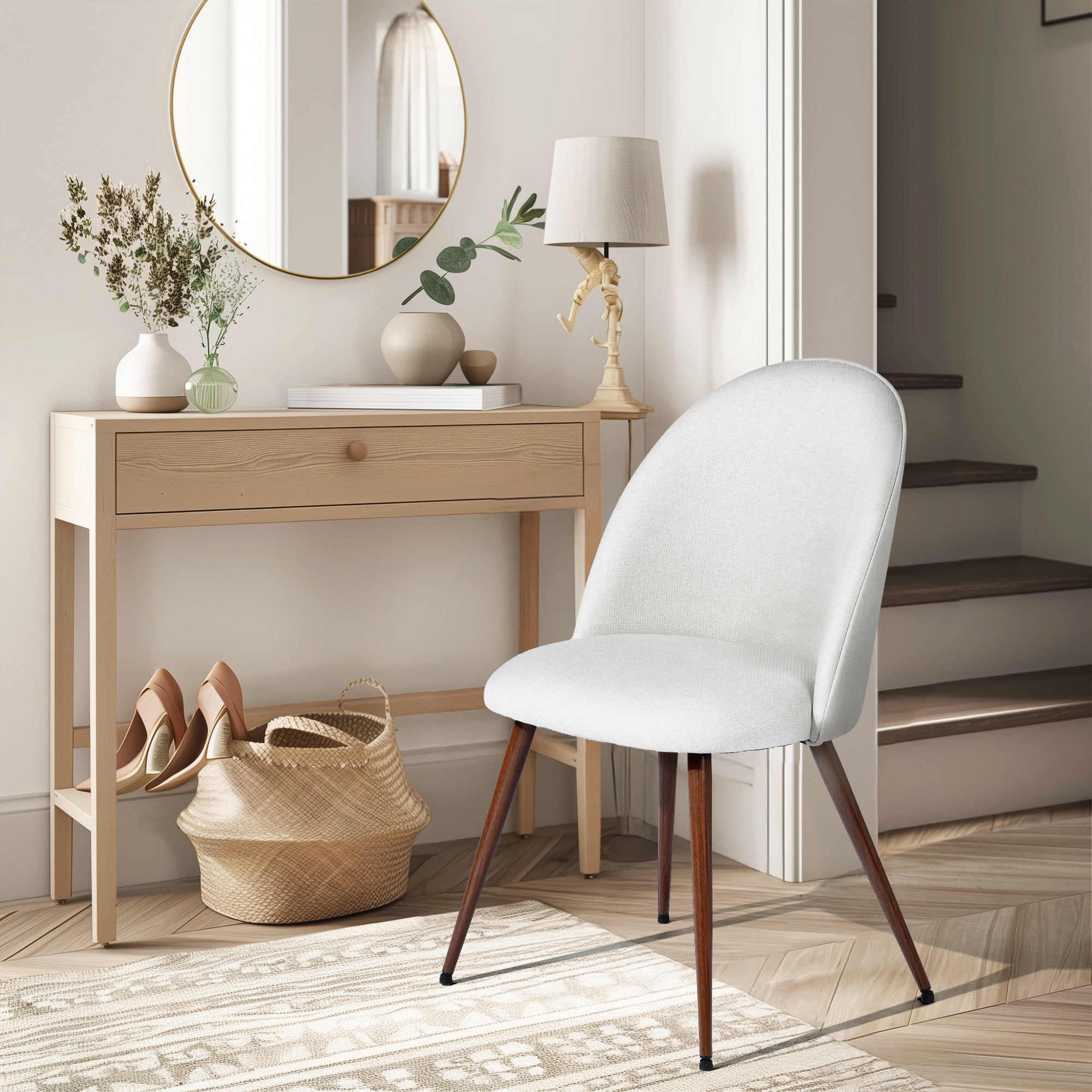 Homy Casa Lot de 2 chaises de salle à manger rembourrées à dossier haut, style moderne, beige