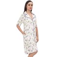 thumbnail image 2 of Bimba Chemise de Nuit à Manches Courtes pour Femmes, Imprimé Floral Violet, avec Poches - 4, 2 of 6