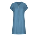 thumbnail image 3 of UPPADA Robe Midi d'Été pour Femme à Manches Courtes, à Volants, Imprimé Floral, Robe Soleil, Décolleté en V Profond, Taille Haute, Robe Maxi Courte Fluide, Robes Décontractées pour les Vacances, Robe Soleil, Robe Maxi à Manches Courtes Bleu, TTG, 3 of 6
