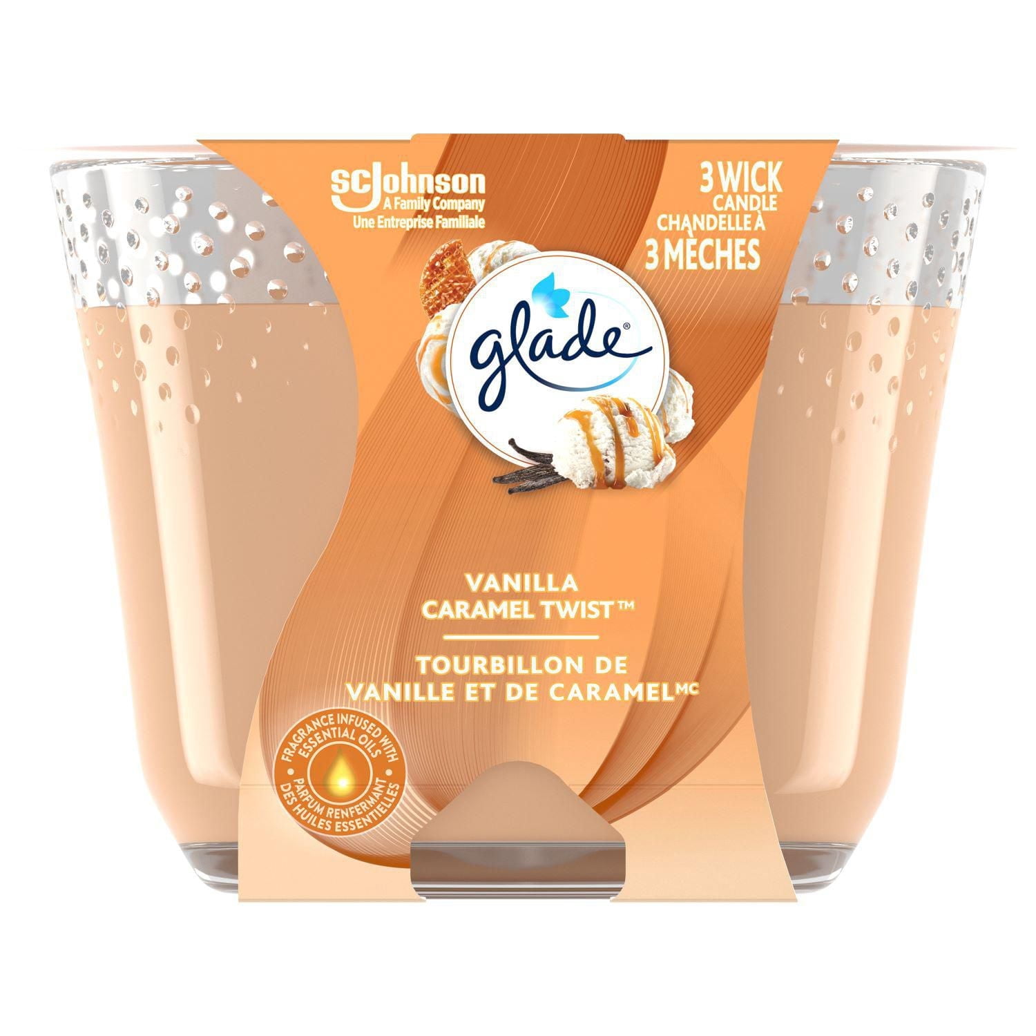 Glade® Chandelle parfumée, tourbillon de vanille et de caramel