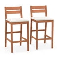 thumbnail image 1 of Costway Tabourets de Bar d'Extérieur en Bois, Ensemble de 2, Chaises de Bar Hauteur Eucalyptus, Siège Coussiné, 1 of 5
