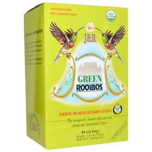 J&R Port Trading Co., Rooibos verts biologiques, sans caféine, 40 Sacs à thé, 3.53 oz (100 g)
