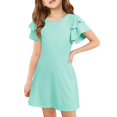 thumbnail image 1 of Robe d'Été pour Fillette Robe de Princesse Robe Trapèze pour Fille Robe à Manches Courtes Robe Verte pour Filles Robe de Princesse pour Fille, 1 of 4