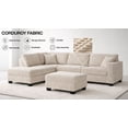 thumbnail image 3 of EVA Corduroy Upholstered Reversible Sectional Sofa/Couch with Storage Ottoman Beige, 3 of 7