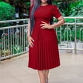 thumbnail image 2 of LOVZFMLL Robe d'Été pour Femme Grande Taille2025 Décontractée à Manches Courtes Taille Empire Coupe Ample Évasée Plissée Maxi Robe T-Shirt Bordeaux S, 2 of 6