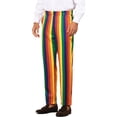 thumbnail image 4 of INSPIRE CHIC Pantalon Habillé à Rayures pour Homme Pantalon à Rayures à Couleurs Contrastées 34 Bleu Rouge, 4 of 5