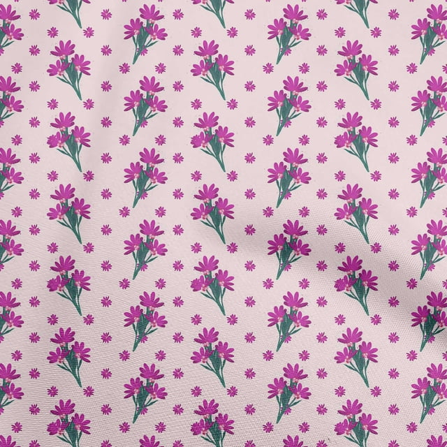 oneOone Cotton Flex Pink Salmon Fabric Floral Craft Projects Decor Fabric Printed By The Yard 40 Inch Wide