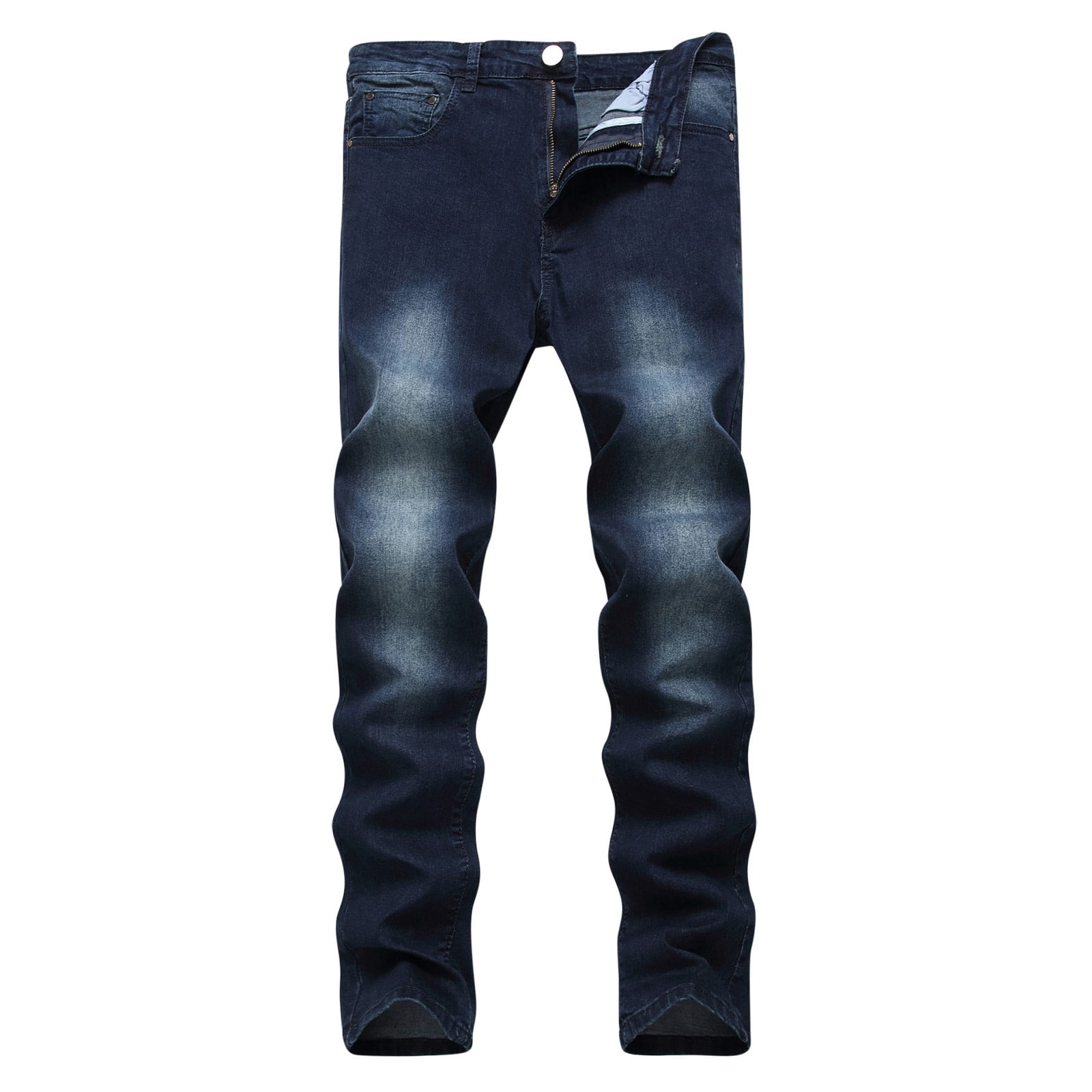 TIMIFIS Jeans pour Hommes Coupe Classique Régulière Jean en Coton Tendance Mode Micro Élastique Coupe Ajustée à Cordon Élastique Petite Jambe Droite-Bleu Foncé Automne P