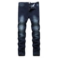 thumbnail image 1 of TIMIFIS Jeans pour Hommes Coupe Classique Régulière Jean en Coton Tendance Mode Micro Élastique Coupe Ajustée à Cordon Élastique Petite Jambe Droite-Bleu Foncé Automne P, 1 of 1
