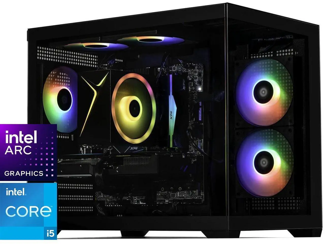 STORMCRAFT Gaming PC SIRIUS Intel Core i5-14400F Intel Arc B570 10GB OC ASROCK – AI Powered 16GB DDR4 RGB 3200MHz 1TB NVMe SSD 650W PSU Windows 11 Home SI1440FBB-B57N1
