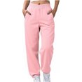 thumbnail image 3 of Yuyuzo Sweatpants for Women Elastic Waisted Fleece Lined Trackpants Solid Color Casual Cinch Bottom Joggers with Pockets, 3 of 7