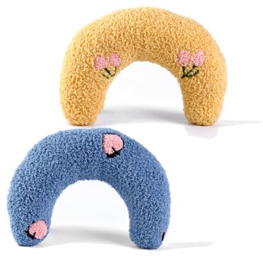 2 Pcs Oreiller pour Chien Chat Oreiller pour Chaton Oreiller pour Chiot Ultra Doux Moelleux Jouet Apaisant pour Animal Demi Beignet Câlineur Oreiller en Forme de U pour Protection Cervicale des Animaux Sommeil Améliorer