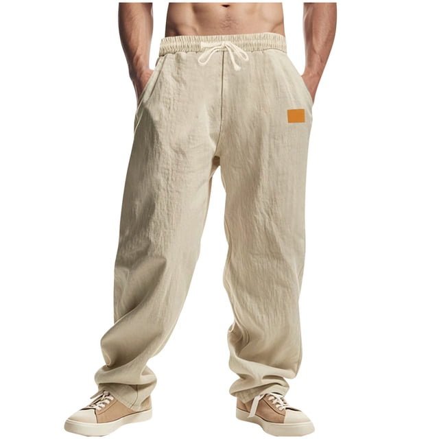 Pantalon de Plage Droit Décontracté pour Hommes Couleur Unie Mode Extérieure
