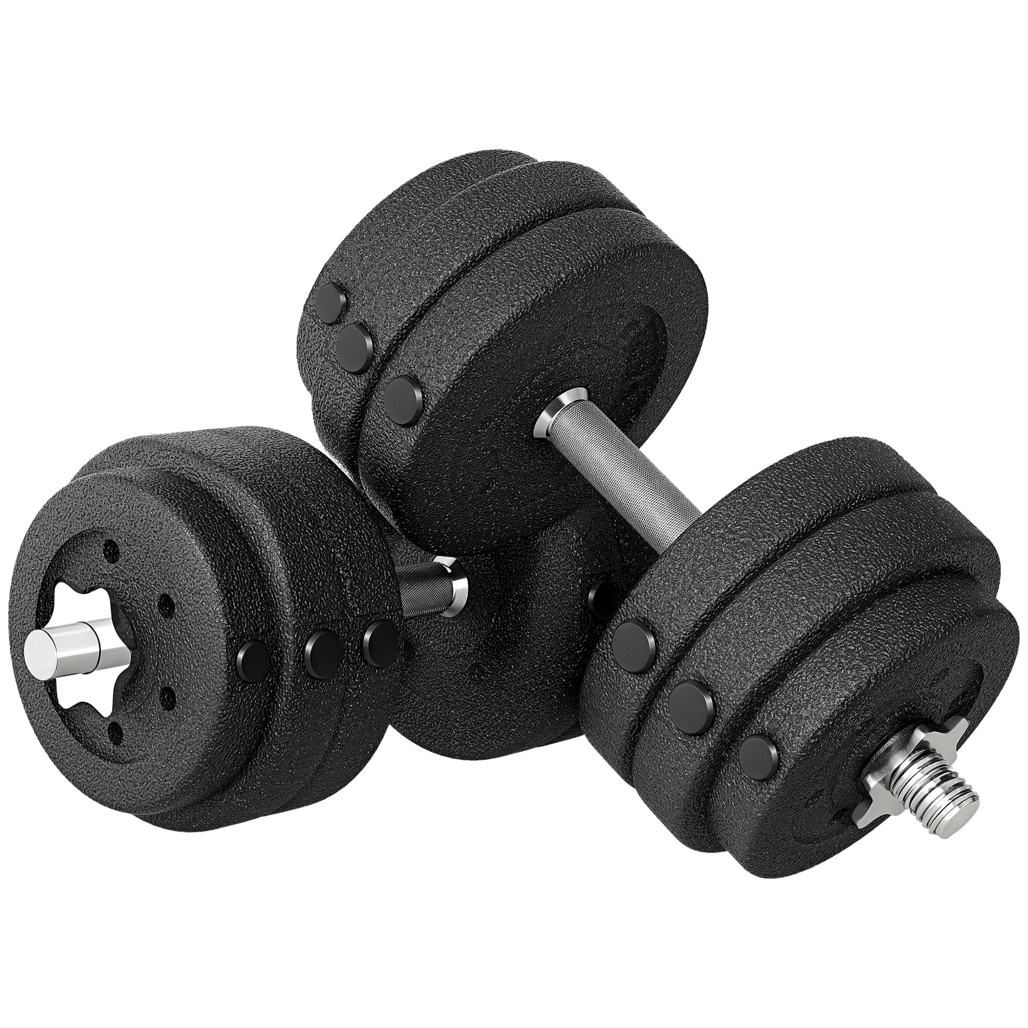 Soozier 2 x33 lbs Adjustable Dumbbells Weight Set for Body Fitness, Black