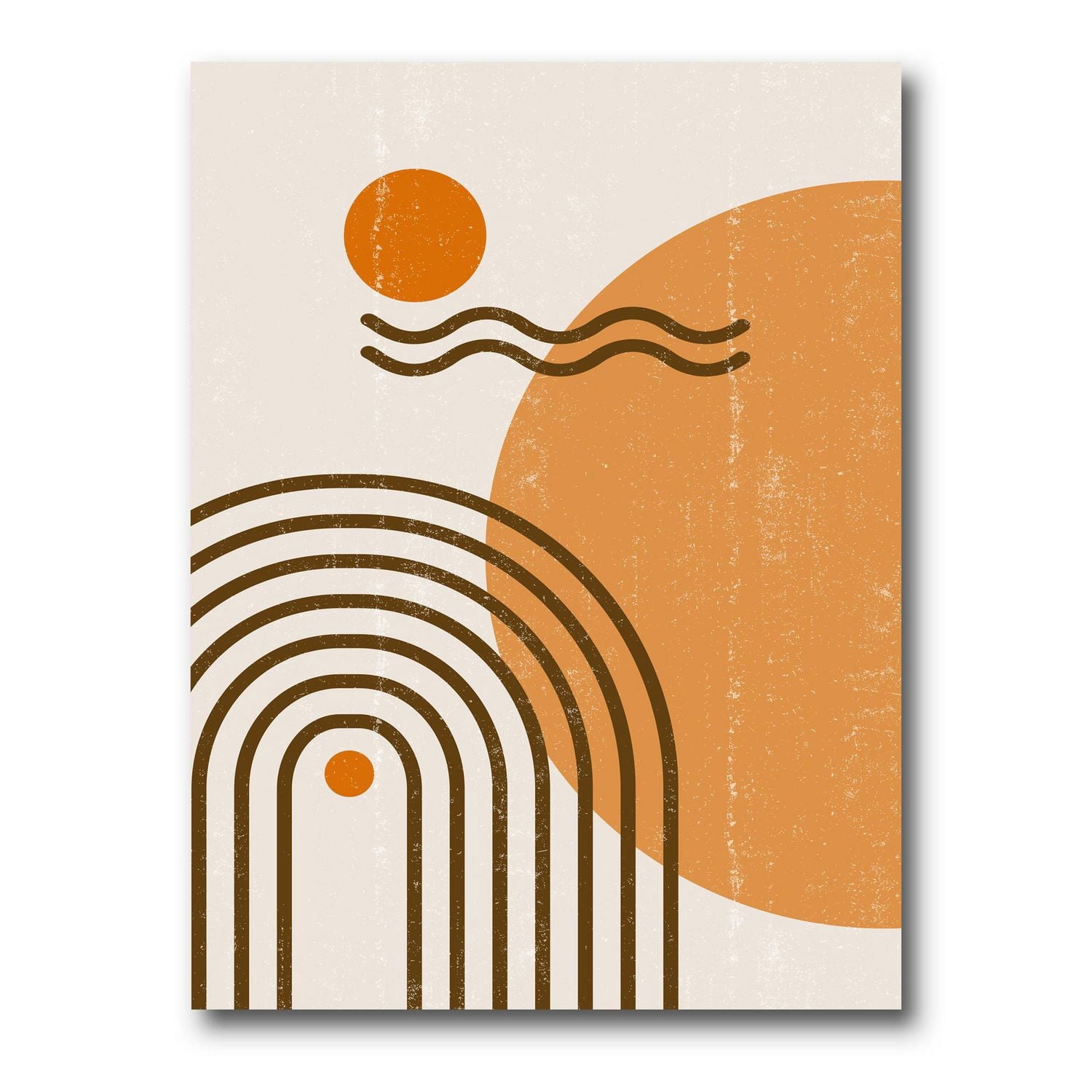 Designart Abstract Rainbow Sun and Moon In Earth Tones II Canvas Wall Art