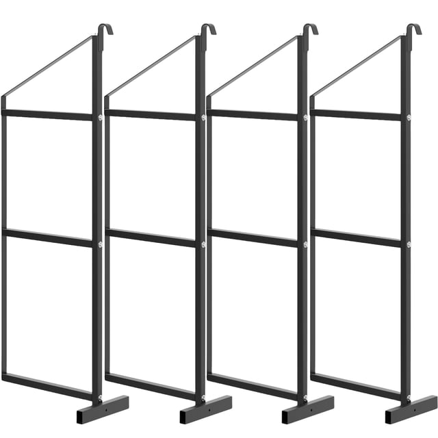 BeesClover Adjustable 3-Tier Shipping Container Shelf Brackets – Heavy-Duty 1100LBS Capacity, 22" D x 60" H, Black Powder-Coated Steel, Removable D-Ring Hanging, Rust-Resistant