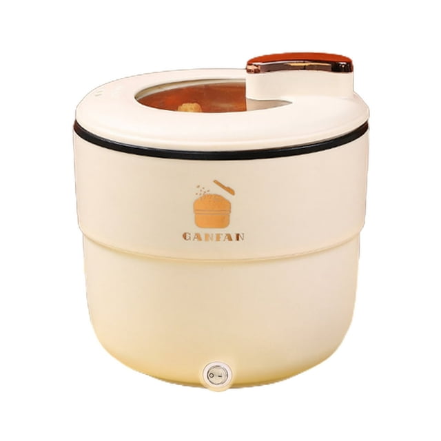 Estbridge Portable Electric Hot Pot Mini Rice Cooker Household Small Ramen Pot Rice Cooking Pan for Steaming Stir-Frying Porridge & Noodle Soup Kitchen Supplies 6.7”x6.7”x6.1” 1PC