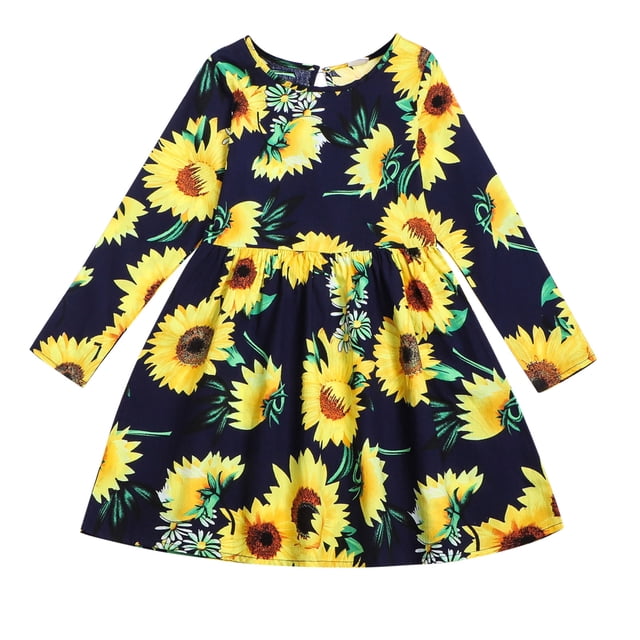 2025 Robe pour Tout-Petit s Florale Dos Ligne A Tournesols Manches Longues Plage Lavande Robe Robe Princesse