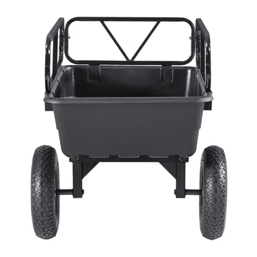 KFFKFF Garden Utility Trailer, 10 Cu. Ft 500lbs, ATV UTV Hauling Trailer, Tow Behind Poly Dump Cart with 16" Tires, Hand Pull or Foot Pedal, Heavy Duty Yard Trailers