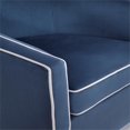 thumbnail image 4 of Keely Blue Velvet with Contrasting Cream Welt Barrel Swivel Chair, 4 of 7