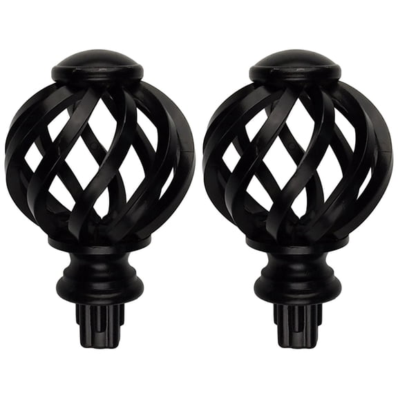 Baohd 2 Pieces Curtain Rod Finials 3/4 Replacement inch for Room Living Room Black Hollow Out 2 pcs