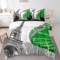 thumbnail image 1 of Erosebridal Literie Carrousel Verte Format Simple, Ensemble de Lit Tour Eiffel de Paris Format Simple, Déco de Chambre Romantique, Réversible 7 Pcs, 1 of 5