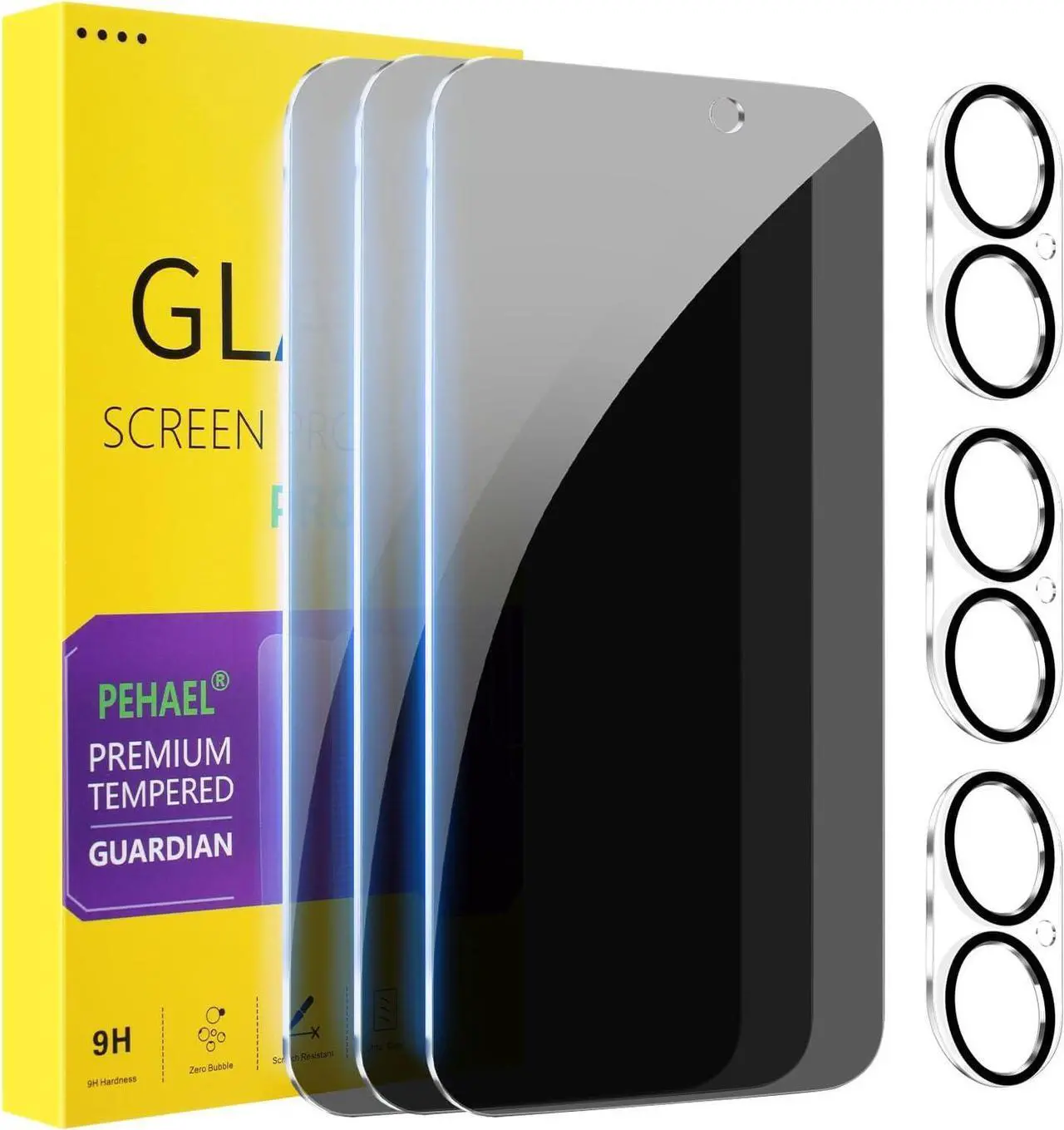 [3+3 Pack] for iPhone 17 Privacy Screen Protector with Camera Lens Protector Full Coverage Anti-Spy Tempered Glass Film 9H Hardness Easy Installation Bubble Free [6.3 inch]