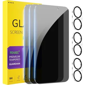[3+3 Emballage] pour iPhone 17 Protection de l'écran de protection de la vie privée avec caméra protège-objectif Couverture complète Anti-Spy Tempered Glass Film 9H Durabilité Facile Installation sans bulle [6.3 de pouce]