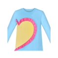 thumbnail image 4 of Girls Dress Long Sleeve Cotton Casual Blue Heart Ruffle Trim 5 Years, 4 of 6