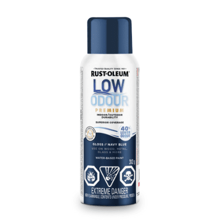 Peinture en spray intérieur/extérieur à faible odeur Rust-Oleum, finition brillante bleu marine, 312 g