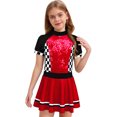 thumbnail image 1 of YiZYiF Racer Girls Costume Kids Racing Driver Fancy Dress-up Short Sleeve Zip Back A Line Dress Red 10, 1 of 5