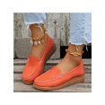 thumbnail image 4 of Woobling Mocassins pour Femmes à Tige Basse Chaussures Plates Bout Rond Ballerines Légères Mocassins de Conduite Orange 6, 4 of 5