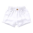 thumbnail image 1 of Yanlir Children's Casual Solid Color Ripped Denim Shorts for 1-16 Years Fashionable Button Pocket for Everyday Wear(White,7-8 Years), 1 of 4