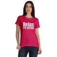 thumbnail image 1 of Inkmeso Relax I'M Vaxxed Drôle Pro-Vaccin T-shirt en Coton à Encolure Dégagée pour Femmes, 1 of 8